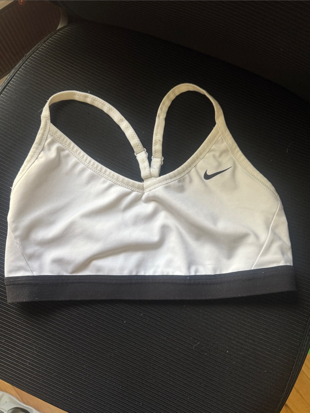 Nike White and Black Racerback Sports Bra